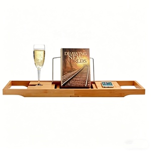 Plateau de bain étanche avec côtés extensibles, support réglable pour <span class=keywords><strong>livre</strong></span>/tablette, organisateur de téléphone portable et porte-verre à vin - Product Image 2