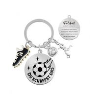 Llavero de Fútbol Metálico Redondo 3D Personalizado, Colgante de Titanio y Acero Inoxidable para Aficionados, Regalo de Recuerdo