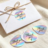Étiquettes holographiques personnalisées imperméables, autocollantes arc-en-ciel pour sceller les pots de bougies, les boîtes cadeaux, les emballages artisanaux, en rouleau