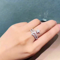 Kadınlar için Kübik Zirkonya Kayan Yıldız Yüzük, 8mm, Beyaz Altın Kaplama Pirinç Taşlı, Beyaz Altın