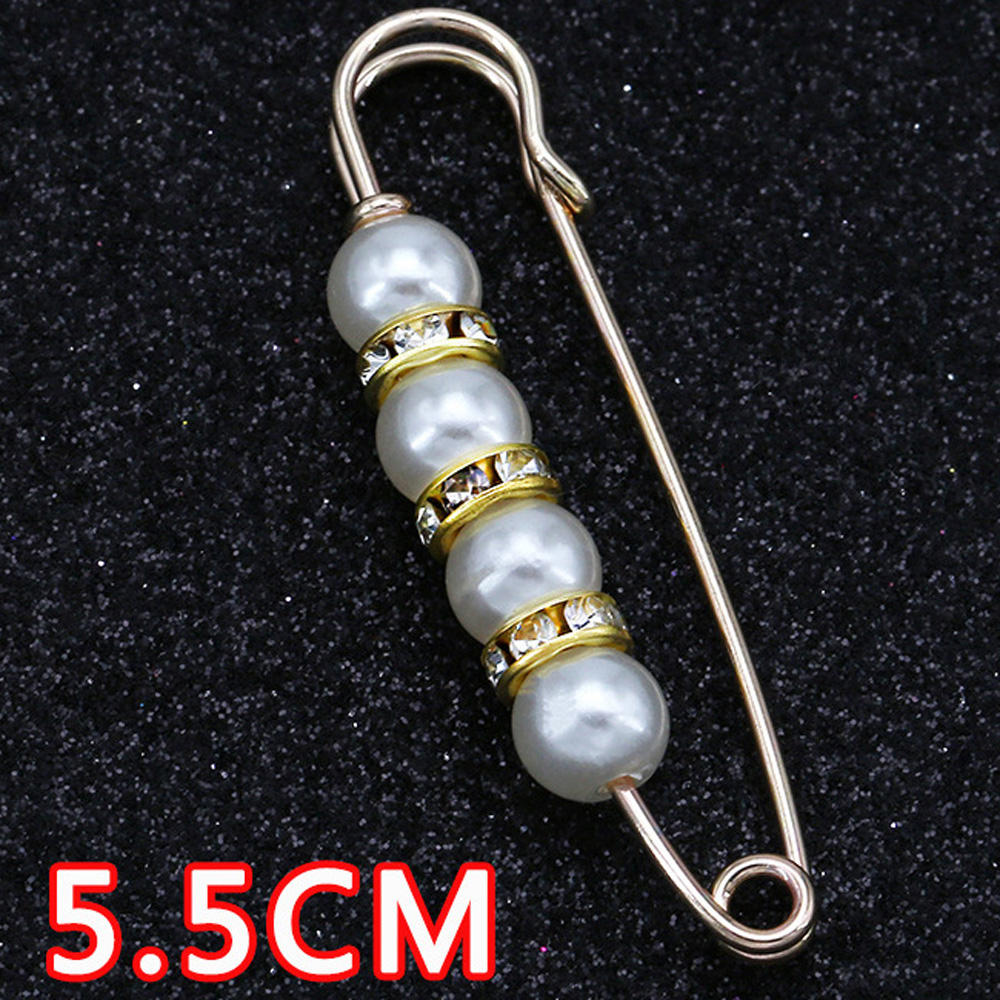 YJ003 Four White Faux Pearl Golden Brooch (5.5 cm)
