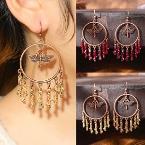 Boucles d'oreilles ethniques en alliage plaqué bronze antique avec pierre rouge, bijoux de fête pour femmes 2024 - Product Image 2