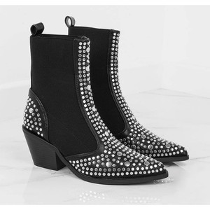 Stivali invernali femminili a punta Denim da donna - Product Image 3