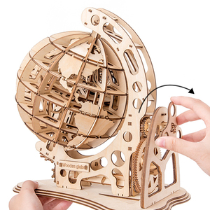 Early Educational DIY Assemble Model Toy Wooden Crafts Children Creative 3D Puzzle Wooden Globe