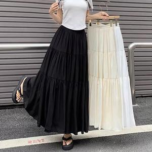 Jupe midi décontractée en mousseline unie de style français, taille haute, nouvelle collection été 2025 pour femme, Design Sense - Product Image 1