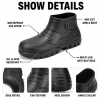 Bottes de sécurité pour chef imperméables, résistantes à l'huile et aux acides, sans couture, mi-mollet, antidérapantes, à semelle à crampons profonds, pour la cuisine