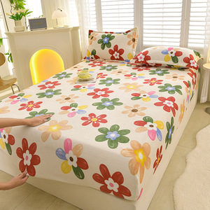 Draps de lit en velours de lait épais et chaud pour dortoir d'étudiants en hiver, style frais et <span class=keywords><strong>petit</strong></span>, motif de plantes et de fleurs, facile - Product Image 3