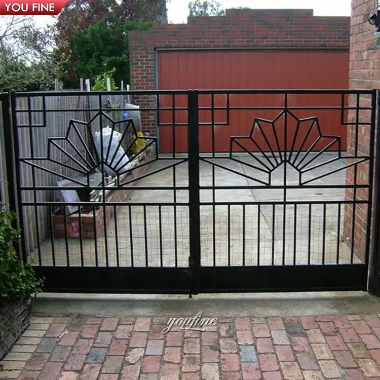 Outdoor Custom Steel Wrought Iron Main Gate Designs for Homes