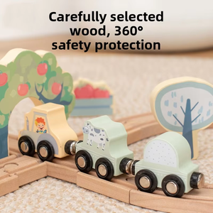 Qiaike - Juego de Vías de <span class=keywords><strong>Tren</strong></span> de Madera Premium Personalizado, Juguete Educativo de Bloques de Construcción para Niños, Ensamblaje DIY, Juego de Imitación, Directo de Fábrica - Product Image 5