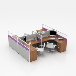 Phong cách mới <span class=keywords><strong>L</strong></span> Shape 4 người văn phòng máy trạm với phân vùng bàn đồ nội thất - Product Image 5