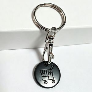 Personalised Wholesale Coin Keyring Shopping Cart Key Chain Custom logo Enamel Sublimation Euro Trolley Coins Token Keychain - Product Image 1