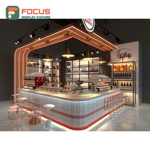 Vitrine à café commerciale finition chêne naturel, espace de présentation pour bouteilles de sirop, armoire de café commerciale - Product Image 4