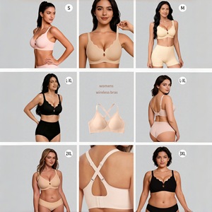 Soutien-gorge bralette sans couture tricoté grande taille, sans armatures, à couvrance complète, avec bretelles réglables, rembourrage amovible et fermeture à agrafes pour - Product Image 5
