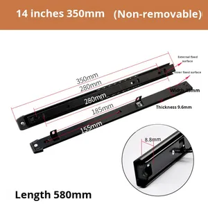 Two-section Track Ears 12inch 14inch Guide Rail Computer <b>Desk</b> Accessories Keyboard Tray Sliding Rail Ears Bottom Guide Model C02 - Product Image 5