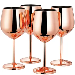 Wholesale Custom Stainless Steel Wine Goblets Glass Champagne Red Wine Glasses Cheap