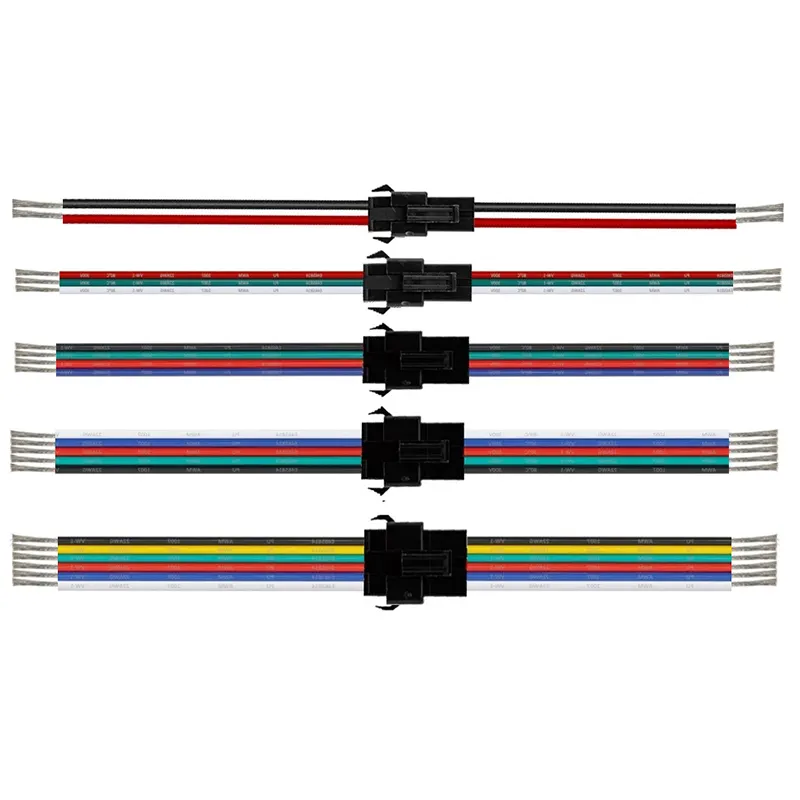 custom colored jst sm 2/3/4/5/6pin rgb male and female connector plug cable led wire harness