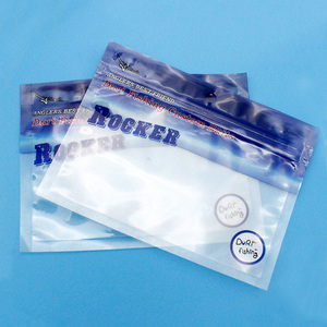 Bolsas de Embalaje de Plástico Suave con Cierre <span class=keywords><strong>Zip</strong></span> de 3 Lados, Reciclables, con Logotipo Personalizado, para Señuelos de Pesca y Cebos de Gusano, con Orificio para Colgar - Product Image 1