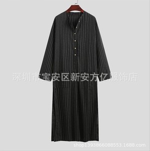 Abbigliamento etnico medio oriente Oman Robe da uomo in poliestere girocollo arabiano Robe Turks uomo Thobes abbigliamento islamico - Product Image 3
