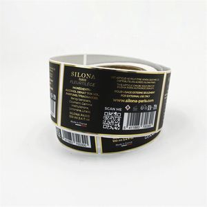 Rouleau de vinyle auto-adhésif imperméable mat imprimé personnalisé autocollant de logo en relief en feuille d'or pour emballage de bouteille pour cosmétique - Product Image 1