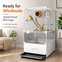Cage à perroquets en gros, facile à nettoyer, avec plateau à débris coulissant, anti-éclaboussures, base haute, cage à oiseaux en métal écologique pour plusieurs oiseaux
