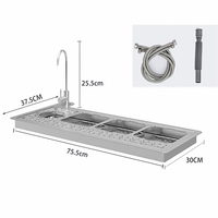 Lave-tasses et rinçoir à verres portable de comptoir en acier inoxydable 304, haute pression, automatique, pour bar à café et évier de cuisine, avec fonction de rinçage rapide pour carafes