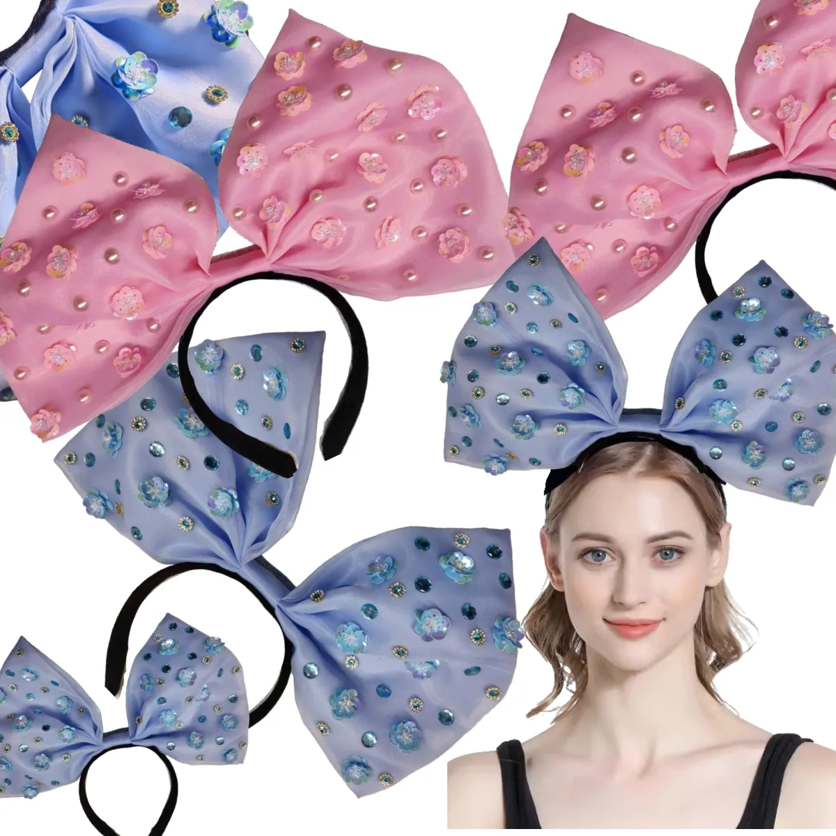 Esagerato grande Bowknot gioiello 3D mini fiore fascia per capelli per accessori per feste oggetti di scena per ragazze principessa fascia