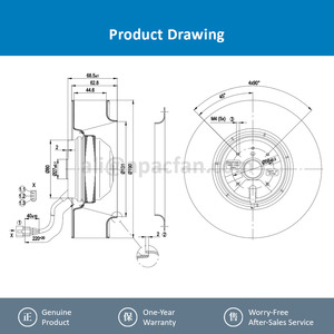 Ventilateur centrifuge industriel à refroidissement, autoportant, OEM, pour R2E190-AO26-30 230VAC 0.26A 58W 2500RPM Siemens Inverter. - Product Image 4