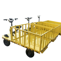 Chariot à plateau plat électrique motorisé avec garde-corps amovible, plancher en acier antidérapant, chariot de transport pour charges lourdes, entrepôt, usine