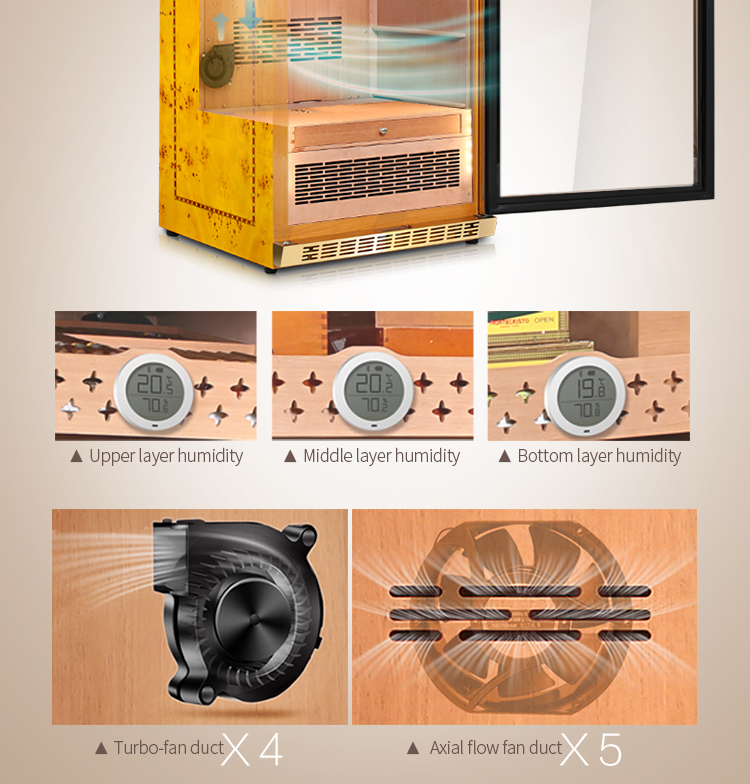 Raching big cigar cabinet with spanish cedar electronic humidor fridge for cigar aging