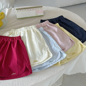 Girls Shorts Solid Color Cotton Woven Quick Dry A <b>Line</b> Loose Fit Summer Casual <b>Pants</b> One Size Fits All - Product Image 1