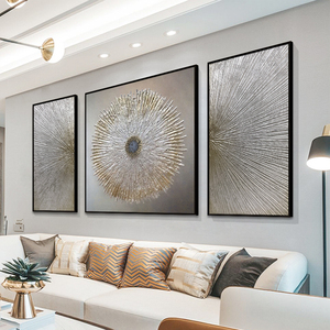 Decoración para Sala de Estar, Cuadro Abstracto con Láminas Doradas, 3 Piezas, Líneas Doradas, Arte Mural, Pintura al Óleo Pintada a Mano sobre <span class=keywords><strong>Lienzo</strong></span> - Product Image 3