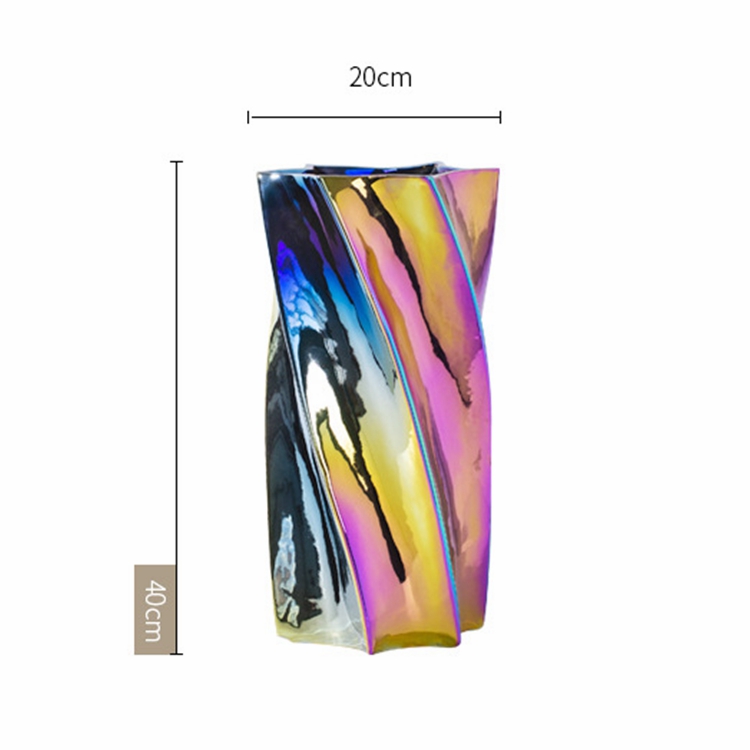 Light luxury personality home living room room flower arrangement decoration dazzle color spiral ceramic vase