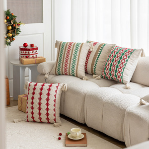 Hemo Christmas Jacquard <b>Sofa</b> <b>Cushions</b> Rectangle Cotton Filling Washable Minimalist Style Decorative Throw Pillows - Product Image 4