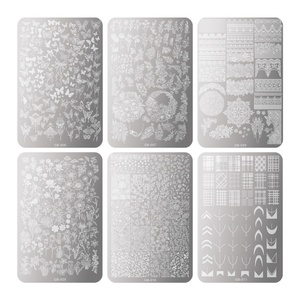 Placa de estampado de uñas de acero con adhesivo de transferencia, con patrón de mariposa impreso para peinados, plantilla de uñas francesas, estampado de arte de uñas - Product Image 2