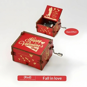 Ever Bright Fall for Hand Carillon in Legno Quadrato con Manovella Manuale, con la Melodia 'You Are My Sunshine' e Incisione Vintage 'River', Stampa a Colori UV - Product Image 2