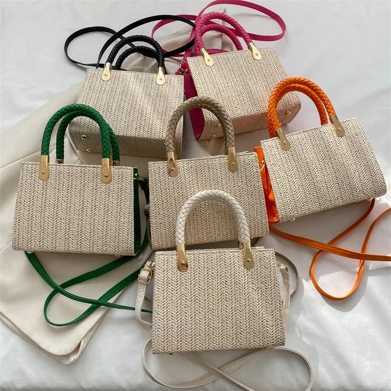 Fashion texture woven handbag 2023 women's bag trend summer new shoulder bag small square handbag