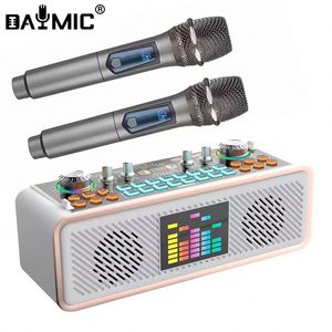Placa de som do orador do karaoke do monitor home do estúdio da família KTV do equipamento portátil do estúdio com microfone sem fio dobro <span class=keywords><strong>mic</strong></span> dinâmico - Product Image 1