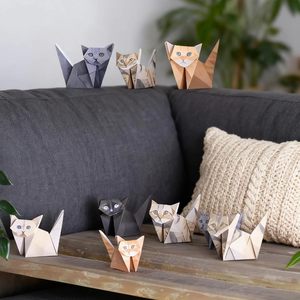 Gatos de Papel <span class=keywords><strong>Origami</strong></span> DIY, 50 Hojas de Papel <span class=keywords><strong>Origami</strong></span> para Plegar Lindas Figuras de Gatos, Divertida Actividad de Manualidades para Adultos, Decoración de Escritorio y Regalo - Product Image 6