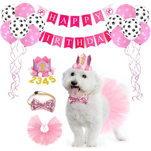 Garra globo cumpleaños sombrero y corbata Banner impreso mascota fiesta decoración suministros conjunto <span class=keywords><strong>para</strong></span> la fiesta de cumpleaños del perro - Product Image 3