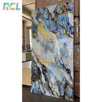 Panneau mural en marbre artificiel RCL à haute brillance pour décoration intérieure, feuille de marbre en PVC flexible