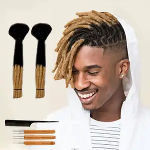 Extensiones de cabello afro Remy brasileño personalizado, cabello humano 100%, trenzado de ganchillo, suave, hecho a mano, negro, hombre, loc, rastas