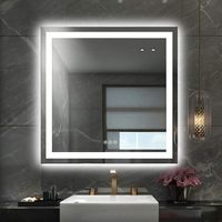 Miroir de salle de bain LED intelligent moderne sans cuivre, rectangulaire, mural, éclairé, pour vanité