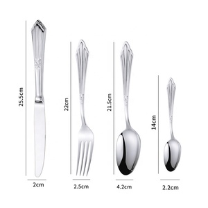 Ensemble de couverts de luxe écologiques en acier inoxydable 304, couteau à steak, fourchette, cuillère, argent/or, pour mariage et fête - Product Image 2