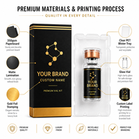 Emballages personnalisés en carton gaufré écologique pour flacons de médicaments, avec paillettes transparentes, luxe noir et or, kit d'étiquettes privées