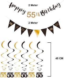 Kit de Decoración para <span class=keywords><strong>Cumpleaños</strong></span> Número <span class=keywords><strong>55</strong></span> para Hombres y Mujeres, Pancarta de <span class=keywords><strong>Feliz</strong></span> <span class=keywords><strong>Cumpleaños</strong></span> Número <span class=keywords><strong>55</strong></span>, Serpentinas, Pancarta de Banderines Triangulares para Fiesta de <span class=keywords><strong>Cumpleaños</strong></span> - Product Image 3