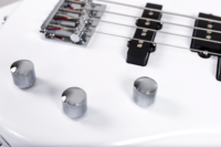 Clevan 41 Inch 4 String Maple Neck Rosewood Fingerboard Okoume Body White Bronze Frets Glossy White Electric Bass Guitar