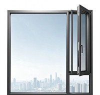 Fenêtres à battants en verre et aluminium modernes, personnalisées, à économie d'énergie, insonorisées et à rupture de pont thermique pour chambre et cuisine
