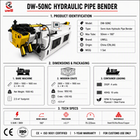 Mesin Pembengkok Pipa Hidrolik DW-50NC 50mm 2 Inci untuk Aluminium dan Baja, Cetakan Khusus untuk Pemrosesan Pipa Logam