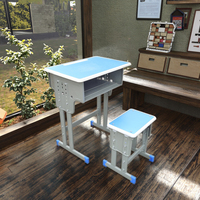Table d'étude pliable en bois au design simple et durable, réglable en hauteur, avec chaise et structure métallique pour l'école, la maison, le bureau, la chambre et le salon