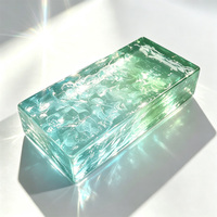 Brique de verre cristallin colorée à fusion à chaud, bloc de verre transparent à motif glace, briques de verre artistique pour murs extérieurs paysagers